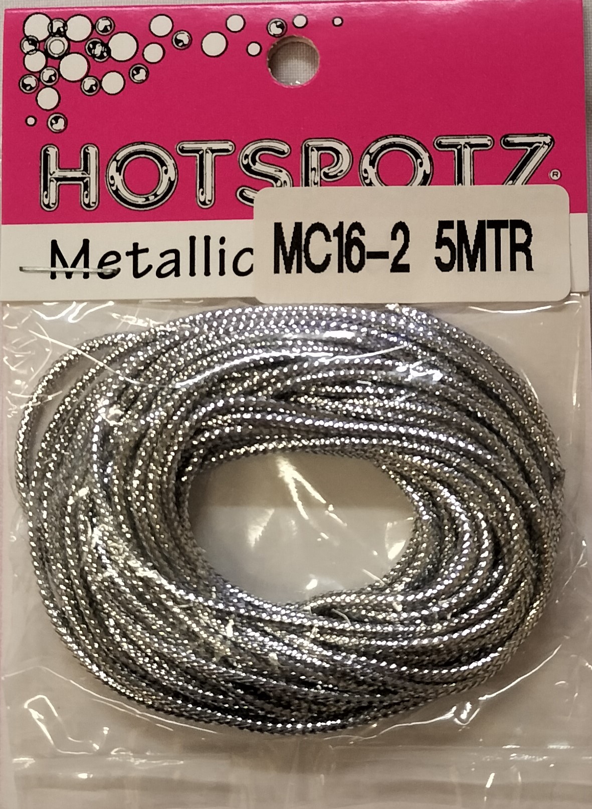 Metallic Cord 16ply Silver 5 Mtr